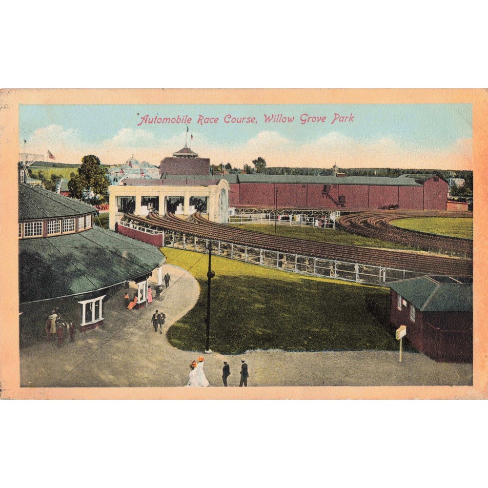 Willow Grove Park Pennsylvania PA Postcard 1913 Automobile Race Course Track